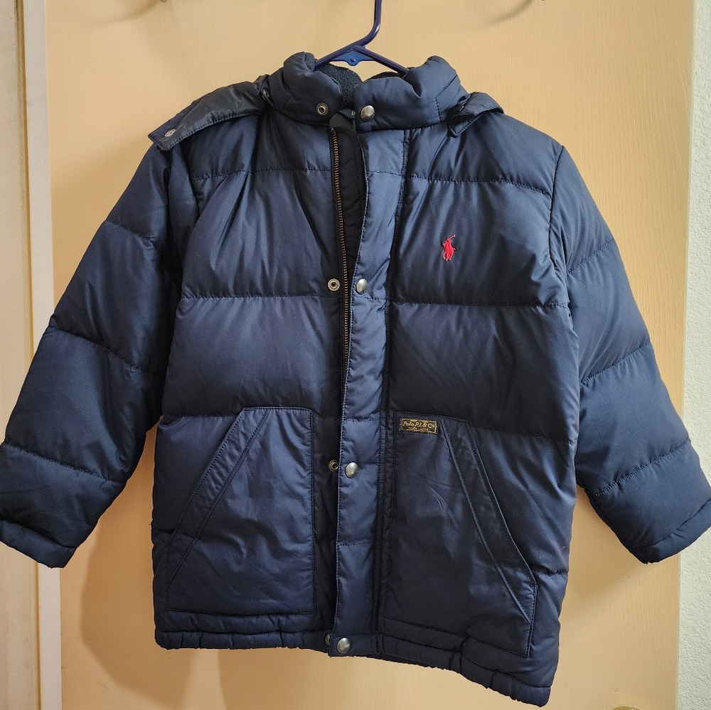 Boy's Polo Ralph Lauren Navy Blue Puffer Bomber Jacket Size 7